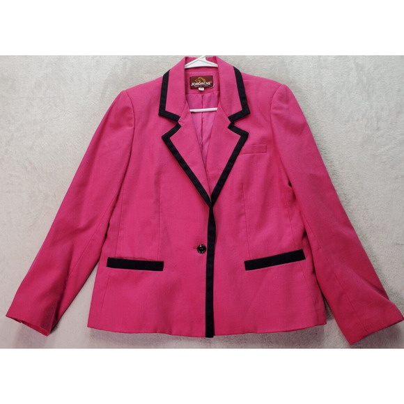 Jordache Blazer‎ Jacket Women's 9/10 Pink Long Sleeve Single Breasted One Button - Picture 1 of 8